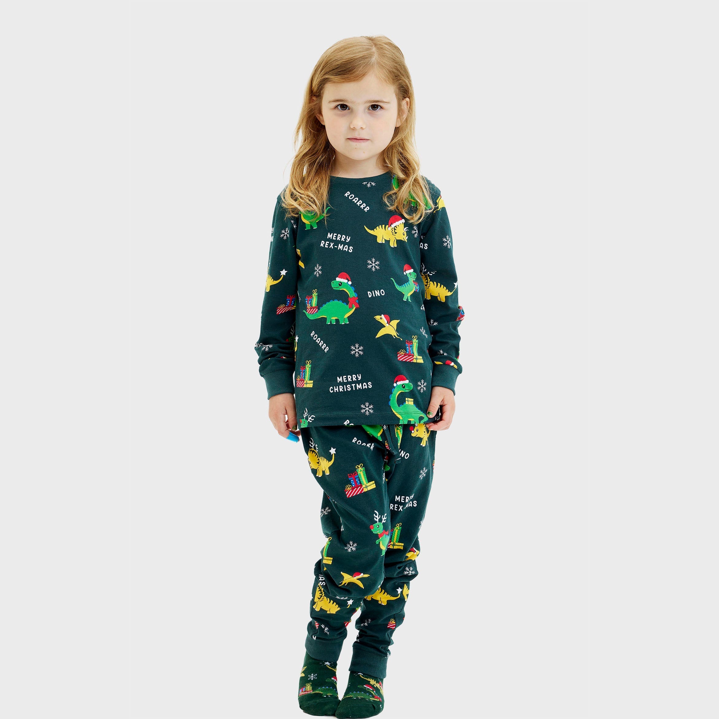 Dino julepyjamas - Barn.